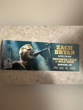 Zach Bryan 2026 Commemorative Concert Ticket Souvenir Denver, Co